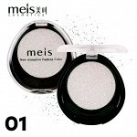 Meis, Тени-глиттеры на гелевой основе (круг), белые блёстки №01