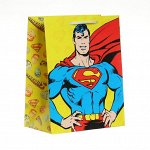 Пакет подарочный Superman (ЖЕЛТЫЙ), 180х223х100 мм