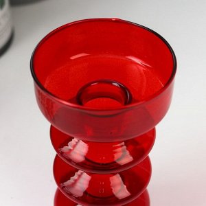 Подсвечник стекло на 1 свечу "Фигурный" красный 14,5х7х7 см