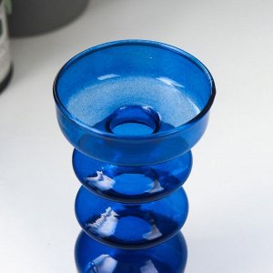 Подсвечник стекло на 1 свечу "Фигурный" синий 14,5х7х7 см