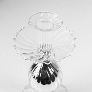 Подсвечник стекло на 1 свечу "Капля" серебро d до 4,5 см 17х9х9 см