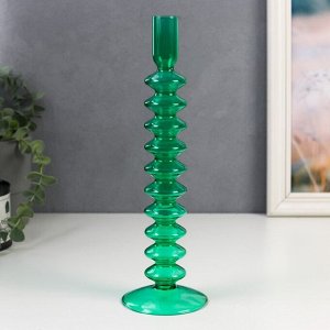 Подсвечник стекло на 1 свечу "Луаре" прозрачный зелёный 29х8,5х8,5 см