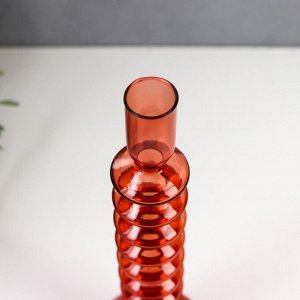 Подсвечник стекло на 1 свечу "Луаре" розовое вино 29х8,5х8,5 см