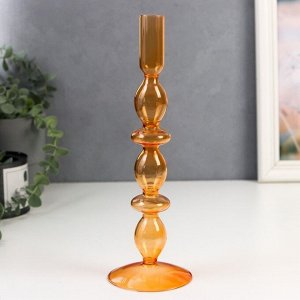 Подсвечник стекло на 1 свечу "Марна" прозрачный оранж 26,5х9х9 см