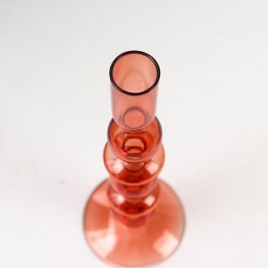 Подсвечник стекло на 1 свечу "Марна" розовое вино 26,5х9х9 см
