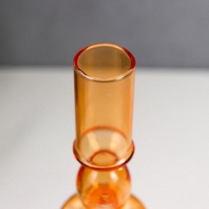 Подсвечник стекло на 1 свечу "Морбиан" прозрачный оранж 27х8,5х8,5 см