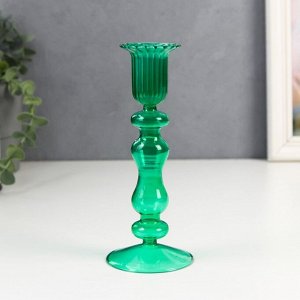 Подсвечник стекло на 1 свечу "Гаронн" прозрачный зелёный 18х7,5х7,5 см