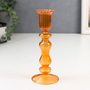 Подсвечник стекло на 1 свечу "Гаронн" прозрачный оранж 18х7,5х7,5 см