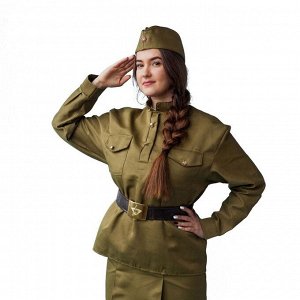Комплект военный женский, пилотка, гимнастёрка, ремень с бляхой, р. 44-46, рост 164 см