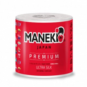 Туалетная бумага"Maneki" B&W (красная) 3 слоя, 214 л., 30 м, гладкая, с ароматом зел. чая, 1 рулон