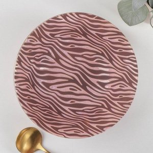 Тарелка керамическая глубокая «Тигр», 1200 мл, 21x7,7 см, цвет розовый