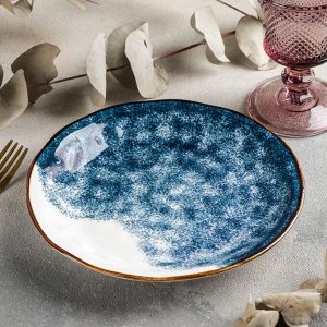 Тарелка керамическая десертная «Море», d=20 см, цвет синий