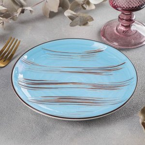 Тарелка фарфоровая десертная Wilmax Scratch, d=17,5 см, цвет голубой