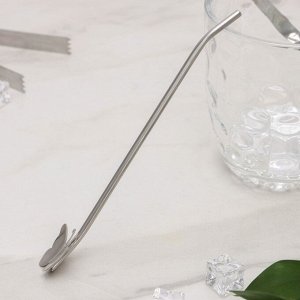 Ложка-трубочка для коктейля из нержавеющей стали «Бабочка», 21?2 см, цвет серебряный