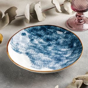 Тарелка керамическая глубокая «Море», 400 мл, d=20 см, цвет синий