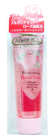 001897 "Fudo Kagaku" "Binotomo" "Rose Mint" Освежающая зубная паста против неприятного запаха изо рта, с ментолом и маслом болгарской розы 60 гр., 1/36