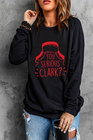 Черный свитшот с красной надписью: You Serious Clark