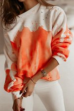 Белый свитшот оверсайз с оранжевым красочным принтом