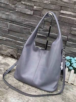 Женская сумка шоппер из натуральной кожи, цвет серый
