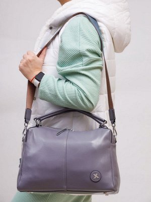 Женская сумка из натуральной кожи, цвет серый