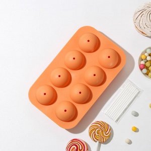 Форма для выпечки «Кейк. попс», силикон, 19,5?11,7?3,5 см, 8 ячеек, 2 части, с палочками, цвет МИКС