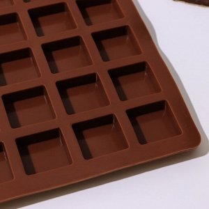 Форма для льда и кондитерских украшений Доляна «Кубики», 36x29,5 см, 80 ячеек (2,8x2,8x1,2 см), цвет шоколадный