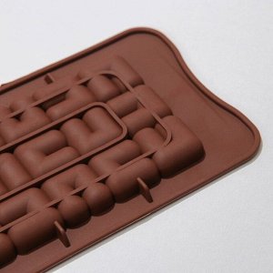 Форма для шоколада Доляна «Лабиринт», силикон, 22?11?1 см, 18 ячеек, цвет коричневый