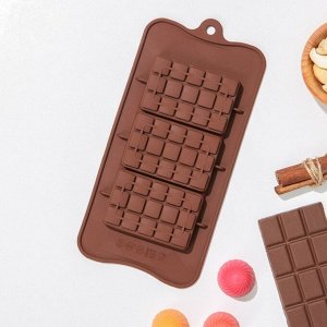 Форма для шоколада Доляна «Мини-десерт», 22x11x1 см, 3 ячейки (5x7,5x1,3 см), цвет коричневый