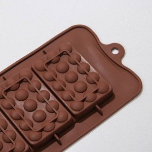 Форма силиконовая для шоколада Доляна «Мини-шоколадки», 22x11x1 см, 3 ячейки, цвет шоколадный