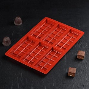 Форма для шоколада «Плитка. Мелкие дольки», 26x17x1 см, 6 ячеек, цвет МИКС