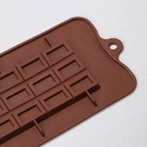 Доляна Форма для шоколада силиконовая «Шоколатье», 15 ячеек, 25?11,5?0,5 см, цвет шоколадный