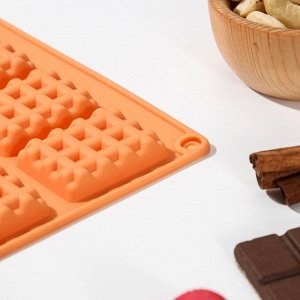 Форма силиконовая для шоколада Доляна «Вафли», 17x30x1 см, 20 ячеек (4,3x3,3 см), цвет МИКС