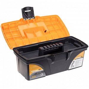 Контейнер-ящик для инструментов пластмассовый "Титан 13" 32х16,5x14см, черный с желтым (Россия)