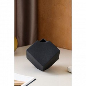 Ваза керамическая "Куб", настольная, чёрная, 12 см