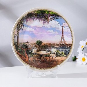 Тарелка декоративная "Париж", с рисунком на холсте, D = 20 см
