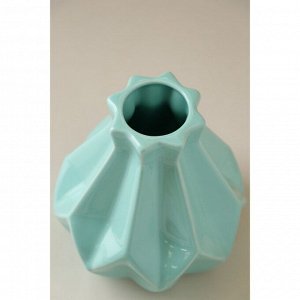 Ваза керамика настольная "Оригами", геометрия, глянец, бирюзовая, 16 см