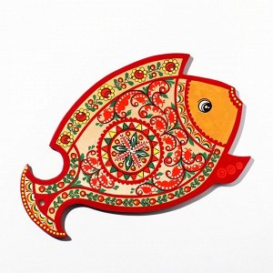 Доска разделочная «Рыбка», 35x0,8x23 см, пучужская роспись