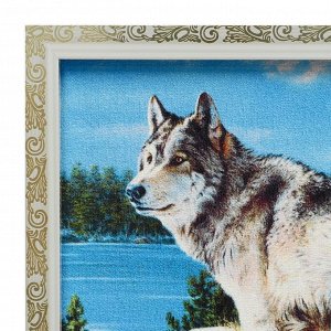 Гобеленовая картина "Волки перед охотой" 44*64 см рамка МИКС