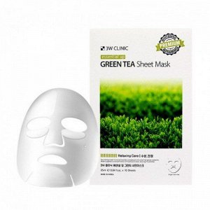 3W Тканевая маска для лица, зел.чай "Essential Up Sheet Mask Gr. tea" 25гр.10ш*40бл  Арт-15287/14945