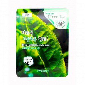 3W Тканевая маска для лица, зеленый чай "Fresh Green tea Mask Sheet"  1*600 шт Арт-70013/82114