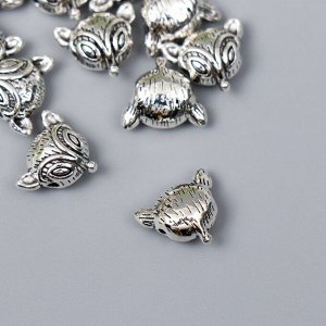 Бусина для творчества металл "Лис" серебро G200B1385 1,1х1,3 см