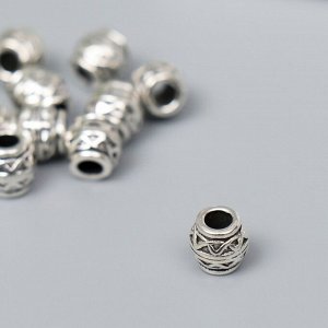 Бусина для творчества металл "Пузатая с узорами" серебро G117B819 0,8х0,8 см