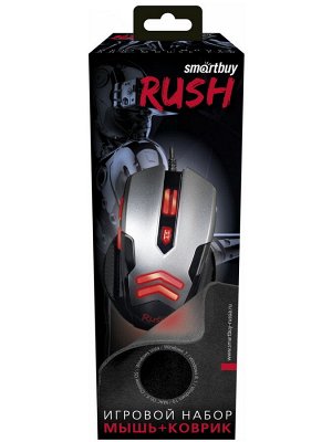 Мышь игровая проводная Smartbuy RUSH черная/серая + коврик (SBM-729G-K)