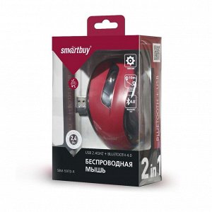 Мышь беспроводная Dual Bluetooth+USB Smartbuy SBM-597D-R красная (SBM-597D-R)