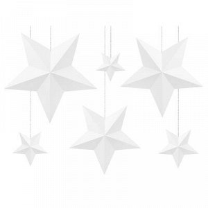 1501-5934 Подвеска бумажная "Звезда", белый, 37-12 см, 6 шт.