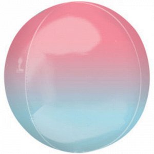 3984501 Шар 3D сфера, фольга,  16"/40 см, омбре голубой и розовый (AN), инд. уп.