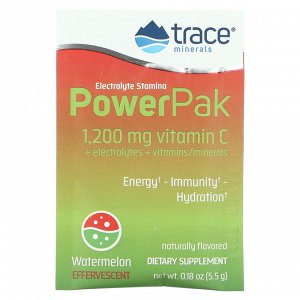 Trace Minerals Research, Electrolyte Stamina PowerPak, арбузный шипучий, 30 пакетиков по 5,5 г (0,19 унции)