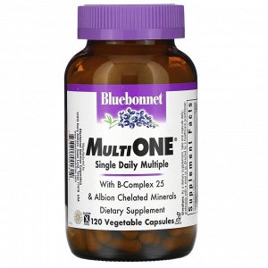 Bluebonnet Nutrition, Мультивитамины Multi One, для ежедневного употребления, 120 растительных капсул