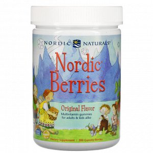 Nordic Naturals, Nordic Berries, мультивитаминные жевательные конфеты, оригинальный вкус, 200 жевательных ягодных конфет