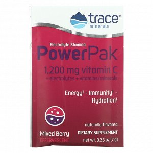 Trace Minerals Research, Electrolyte Stamina PowerPak, ягодная смесь, 30 пакетиков по 7 г (0,25 унции)